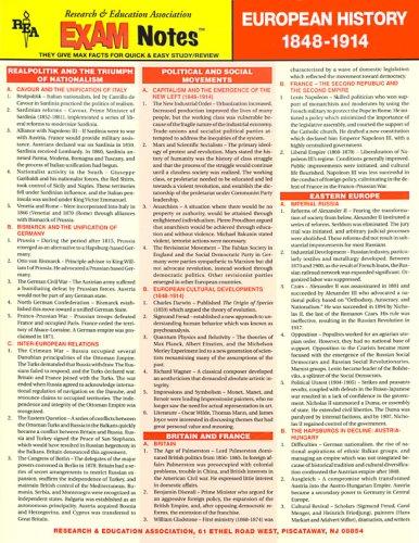 EXAMNotes for European History 1848 - 1914