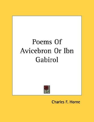 Poems Of Avicebron Or Ibn Gabirol
