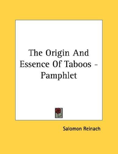 The Origin And Essence Of Taboos - Pamphlet