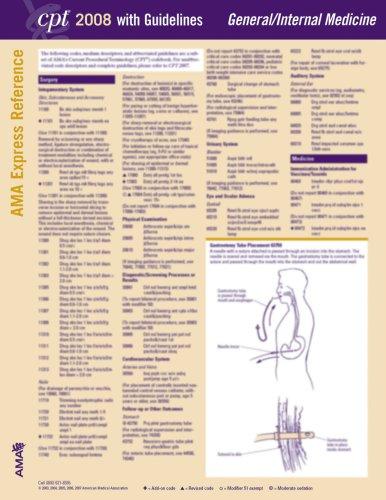 CPT 2008 Express Reference Coding Card General Internal Medicine