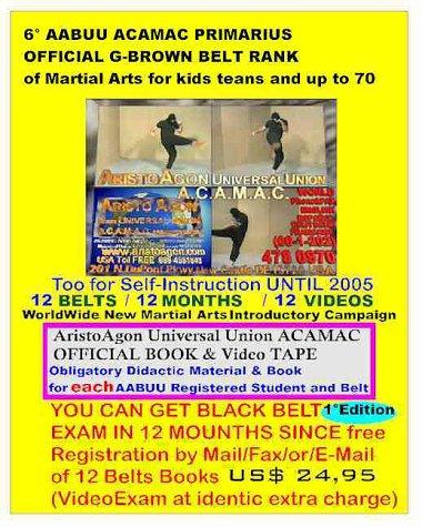 6° AABUU Acamac Primarius Official G-Brown Belt Rank of Martial Arts for kids teans and up to 70