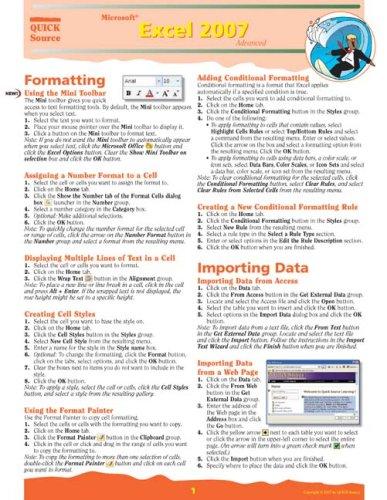 Microsoft Excel 2007 Advanced Quick Source Guide