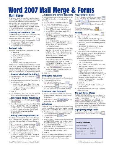 Microsoft Word 2007 Mail Merge & Forms Quick Reference Guide (Cheat Sheet of Instructions, Tips & Shortcuts - Laminated)