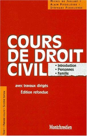 Cours de droit civil. introduction, personnes, biens t.1 vol.1 16e ed