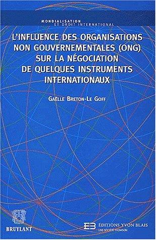 L'influence des organisations non gouvernementales(ong) sur la négociation