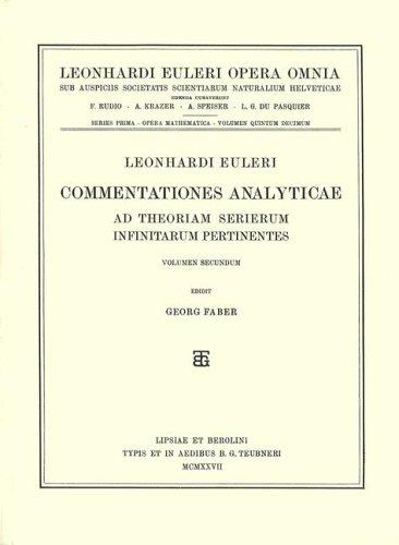 Commentationes analyticae ad theoriam serierum infinitarum pertinentes 2nd part