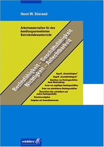 Arbeitsmaterialien zur Wirtschaftslehre. Rechtsfähigkeit, Geschäftsfähigkeit, Nichtigkeit, Anfechtbarkeit.