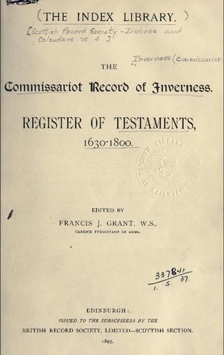 The Commissariot Record of  Inverness