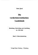Die vorderösterreichischen Landstände