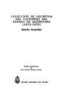 Colección de decretos del Congreso del Estado de Querétaro (1833-1835)