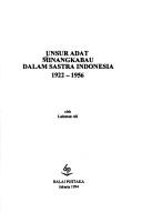 Unsur adat Minangkabau dalam sastra Indonesia, 1922-1956