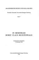 In memoriam Horst Claus Recktenwald