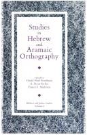 Studies in Hebrew and Aramaic Orthography