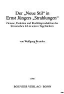 Der " Neue Stil" in Ernst Jüngers "Strahlungen"