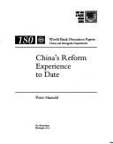 China's reform experience to date