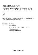 Special topics on mathematical economics and optimization theory