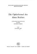 Die Opferformel des Alten Reiches