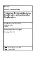 Verzeichnis deutsch-ausländischer Gesellschaften in der Bundesrepublik Deutschland und Berlin (West), IVAG