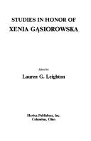 Studies in honor of Xenia Gąsiorowska