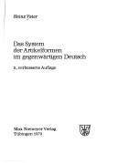 Das System der Artikelformen im gegenwärtigen Deutsch