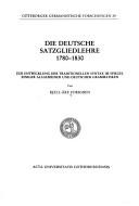 Die deutsche Satzgliedlehre, 1780-1830