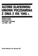 Umowa Poczdamska z dnia 2 VIII 1945 r