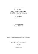 Corpus des inscriptions paléo-phrygiennes