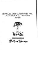 Marriage and death notices from Pendleton (S.C.) messenger, 1807-1851
