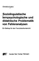 Soziolinguistische, lernpsychologische und didaktische Problematik von Fehleranalysen