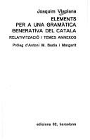 Elements per a una gramàtica generativa del català