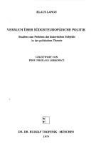 Versuch über südosteuropäische Politik