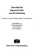 Festschrift für Rupprecht Rohr zum 60. Geburtstag