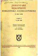 Inwentarz rękopisów Biblioteki Jagiellońskiej