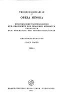 Opera minora zur indischen Wortforschung, zur Geschichte der indischen Literatur und Kultur, zur Geschichte der Sanskritphilologie
