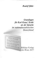 Grundlagen für Karl Kraus' Kritik an der Sprache im nationalsozialistischen Deutschland