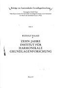 Zehn Jahre Institut für Harmonikale Grundlagenforschung