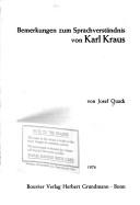 Bemerkungen zum Sprachverständnis von Karl Kraus