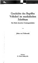 Geschichte des Begriffes Volkslied im musikalischen Schrifttum