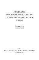 Probleme der Namenforschung im deutschsprachigen Raum