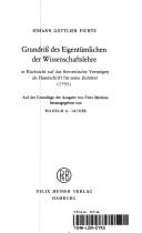 Grundriss des Eigentümlichen der Wissenschaftslehre