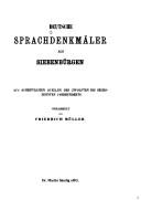 Deutsche Sprachdenkmäler aus Siebenbürgen