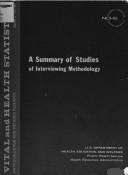 A summary of research studies of interviewing methodology
