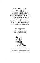 Catalogue of the music library, instruments and other property of Nicolas Selhof, sold in the Hague, 1759