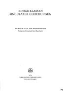 Einige Klassen singulärer Gleichungen