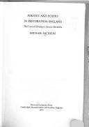 Politics and poetry in Restoration England