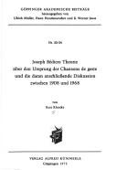 Joseph Bédiers Theorie über den Ursprung der Chansons de geste und die daran anschliessende Diskussion zwischen 1908 und 1968