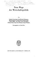 Neue Wege der Wirtschaftspolitik