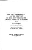 Critical observations on the writings of the most celebrated original geniuses in poetry