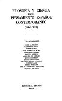 Filosofía y ciencia en el pensamiento español contemporáneo, 1960-1970