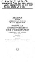 Strengthening public and fiscal accountability; implementation of the Chief Financial Officers Act of 1990